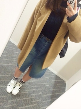 「白いスニーカー」｜「アイテム（その他アウター）」を使った、しゃもじさん（レディース・156cm）の冬コーディネート