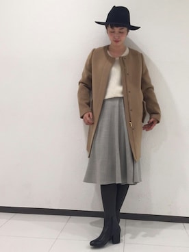 「ADAM ET ROPE'（アダムエロペ）のアイテム（ダッフルコート）」を使った、reikaさん（レディース・163cm）の秋コーディネート