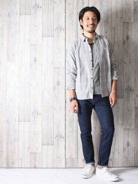 「CONVERSE（コンバース）のCONVERSE コンバース ジャック パーセル / JACK PURCEL（スニーカー）」を使った、中山　直さん（メンズ・174cm）の秋コーディネート