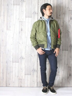 「grn」｜「アイテム（MA-1）」を使った、中山　直さん（メンズ・174cm）の秋コーディネート
