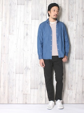 「grn（ジーアールエヌ）のアイテム」を使った、中山　直さん（メンズ・174cm）の冬コーディネート