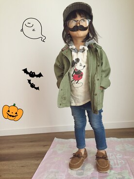 「BACK NUMBER（バックナンバー）のアイテム（ジャケット/アウター）」を使った、mikuさん（キッズ・90cm）の秋コーディネート