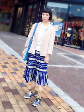 「POU DOU DOU（プードゥドゥ）のアイテム（その他アウター）」を使った、pibobo921さん（レディース・153cm）の秋コーディネート