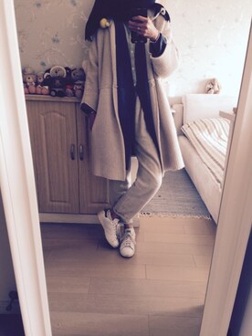 「SM2（エスエムツー）のアイテム（ピーコート）」を使った、Haze大脚怪さん（レディース・174cm）の春コーディネート