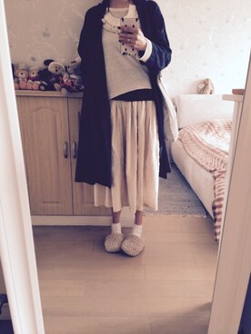 「SM2（エスエムツー）のアイテム（ピーコート）」を使った、Haze大脚怪さん（レディース・174cm）の春コーディネート