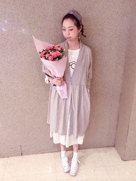 「SM2（エスエムツー）のアイテム（ピーコート）」を使った、Haze大脚怪さん（レディース・174cm）の春コーディネート