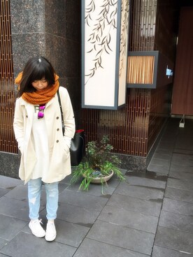 「travel」｜「アイテム（トレンチコート）」を使った、Tiffany さん（レディース・165cm）の秋コーディネート