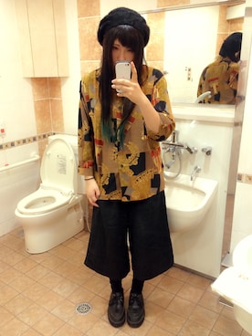 「トイレから失礼しやす」｜「アイテム（ハンチング/ベレー帽）」を使った、✡あきえり✡さん（レディース・171cm）の秋コーディネート