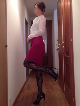 「ボウタイブラウス」｜ももこさん（レディース・168cm）の秋コーディネート