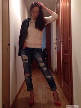 「NORTH BEACH（ノースビーチ）のアイテム」を使った、ももこさん（レディース・168cm）の冬コーディネート