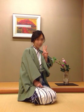 「浴衣」｜「アイテム（食器）」を使った、ももこさん（レディース・168cm）の冬コーディネート