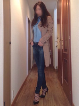 「ネコ」｜「アイテム（トレンチコート）」を使った、ももこさん（レディース・168cm）の春コーディネート