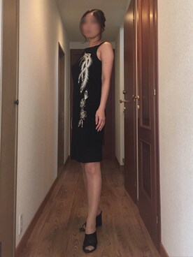 「アップヘア」｜「アイテム（ワンピース/ドレス）」を使った、ももこさん（レディース・168cm）の夏コーディネート