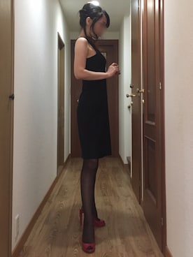 「アップヘア」｜「アイテム（ワンピース/ドレス）」を使った、ももこさん（レディース・168cm）の夏コーディネート