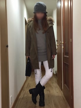 「ANAYI（アナイ）のアイテム（モッズコート）」を使った、ももこさん（レディース・168cm）の冬コーディネート