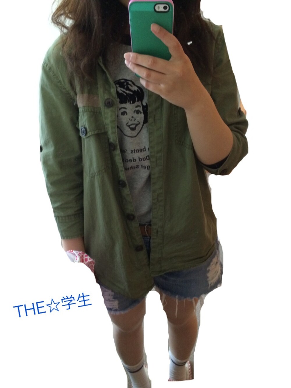 「WEGOのアイテム（デニムパンツ、ブルー系）」を使った、eriさん（レディース・159cm）の春コーディネートの1枚目の写真