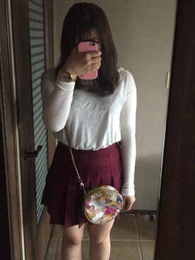 「アイテム（アナログ腕時計、ピンク系）」を使った、hさん（レディース・159cm）の秋コーディネート