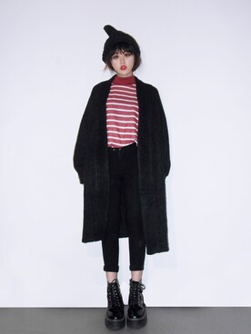 「red」｜「アイテム（モッズコート）」を使った、Cheriさん（レディース・153cm）の秋コーディネート