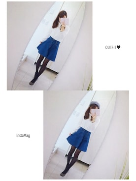 「シアータイツ」｜「アイテム（ハンチング/ベレー帽）」を使った、yuu.♪さん（レディース・161cm）の冬コーディネート