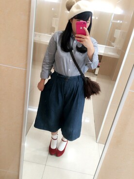 「ゆるゆる」｜「アイテム（ハンチング/ベレー帽）」を使った、k a p o r i nさん（レディース・152cm）の秋コーディネート