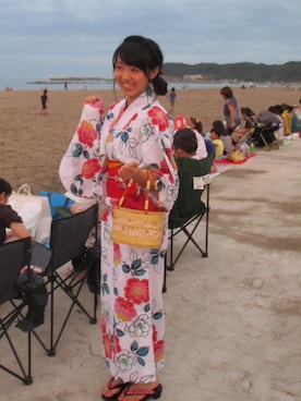 「海」｜「アイテム（浴衣）」を使った、minoriさん（レディース・158cm）の夏コーディネート