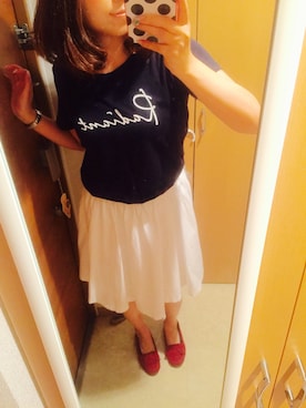 「Honeys（ハニーズ）のアイテム（モカシン/デッキシューズ）」を使った、Rさん（レディース・157cm）の夏コーディネート