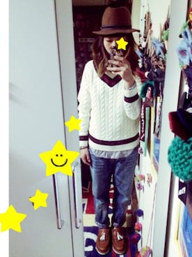 「FITH（フィス）のアイテム（帽子）」を使った、ru-neiさん（レディース・156cm）の冬コーディネート