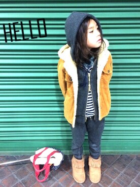 「FITH（フィス）のアイテム（パーカー）」を使った、ru-neiさん（キッズ・120cm）の冬コーディネート