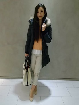 「qualite（カリテ）のアイテム（ダウンジャケット/コート）」を使った、かねちゃんさん（レディース・164cm）の冬コーディネート