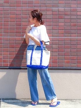 「OLD NAVY（オールドネイビー）のアイテム（ビーチサンダル）」を使った、sceさん（レディース・166cm）の夏コーディネート