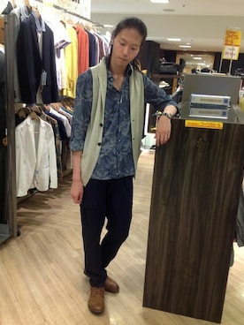 「HAMNETT（ハムネット）のアイテム（ブーツ）」を使った、カヲルさん（メンズ・180cm）の夏コーディネート