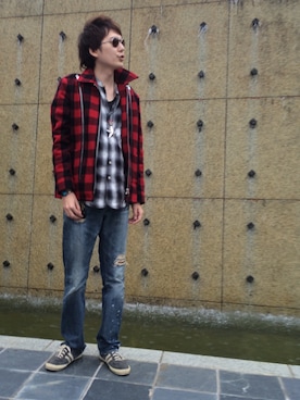 「SAINT LAURENT PARIS（サンローランパリ）のアイテム（ブルゾン）」を使った、ヴァチィさん（メンズ・186cm）の秋コーディネート
