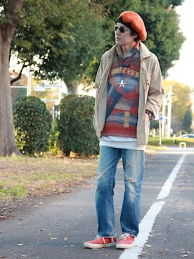 「Ralph Lauren」｜「アイテム（ハンチング/ベレー帽）」を使った、ヴァチィさん（メンズ・186cm）の秋コーディネート