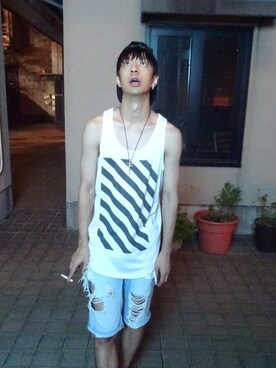 「L.H.P（エルエイチピー）のアイテム（タンクトップ）」を使った、Hiroya Matsumotoさん（メンズ・174cm）の秋コーディネート