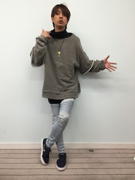 「L.H.P（エルエイチピー）のアイテム（スウェット）」を使った、Hiroya Matsumotoさん（メンズ・174cm）の冬コーディネート