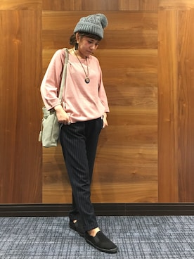 「3can4on（サンカンシオン）のアイテム（モカシン/デッキシューズ）」を使った、h1203iさん（レディース・148cm）の秋コーディネート