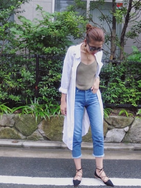 「テーパードデニム」｜草野春香さん（レディース・170cm）の夏コーディネート