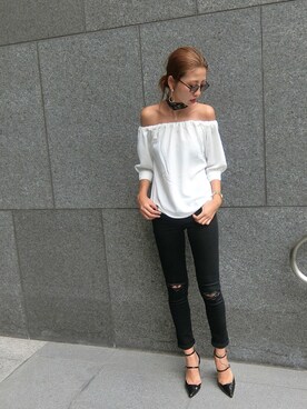 「クラッシュスキニー」｜草野春香さん（レディース・170cm）の夏コーディネート