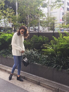 「murua」｜「アイテム（ブーティ）」を使った、草野春香さん（レディース・170cm）の秋コーディネート