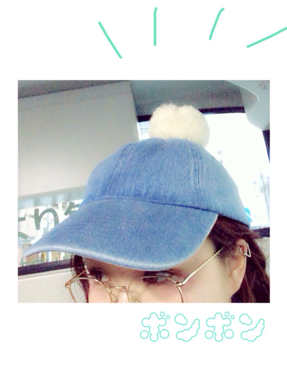 「めがね、メガネ女子、キャップ、handmade、ハンドメイド」｜「WEGOのアイテム（キャップ、ブルー系）」を使った、あかりさん（レディース・162cm）の春コーディネートの1枚目の写真