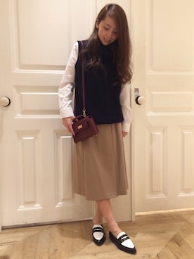 「アイテム（モカシン/デッキシューズ）」を使った、shoko yaegashiさん（レディース・159cm）の夏コーディネート