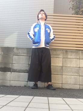 「ガウチョパンツ」｜「アイテム（その他アウター）」を使った、はぎひろさん（メンズ・174cm）の秋コーディネート