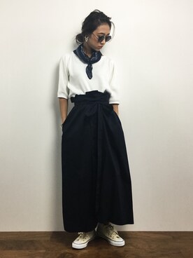 「MICOAMERI（ミコアメリ）のアイテム（ニット/セーター）」を使った、teraさん（レディース・164cm）の春コーディネート