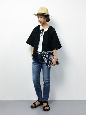 Mook本掲載 紗栄子さん着用 エスニッククラッチバッグを使った人気ファッションコーディネート Wear