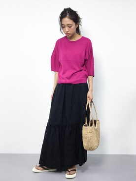 「マキシスカート」｜「アイテム（ビーチサンダル）」を使った、teraさん（レディース・164cm）の夏コーディネート