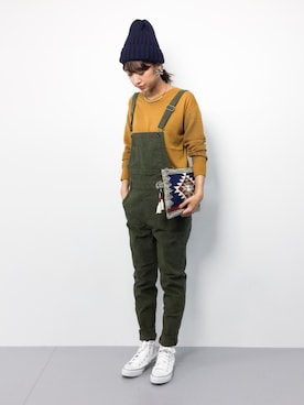 「STYLE DELI（スタイルデリ）のアイテム（サロペット/オーバーオール）」を使った、teraさん（レディース・164cm）の秋コーディネート