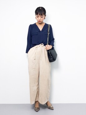 「SESTO（セスト）の7cmヒール美脚ポインテッドトゥパンプス（パンプス）」を使った、teraさん（レディース・164cm）の秋コーディネート