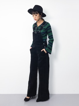 「ツバ広ハット」｜「アイテム（サロペット/オーバーオール）」を使った、teraさん（レディース・164cm）の秋コーディネート