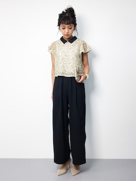 「アイテム（つなぎ/オールインワン、ベージュ系）」を使った、teraさん（レディース・164cm）の秋コーディネート