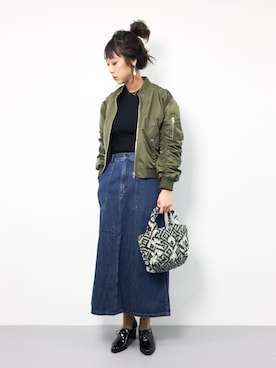 「TODAYFUL（トゥデイフル）のアイテム（MA-1）」を使った、teraさん（レディース・164cm）の冬コーディネート